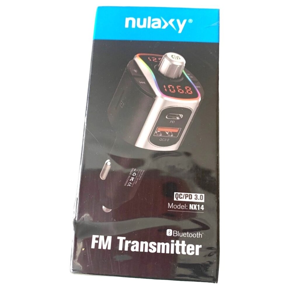 Nulaxy Bluetooth FM Transmitter Model NX 14 QC PD 3.0 SD Supports Hands Free
